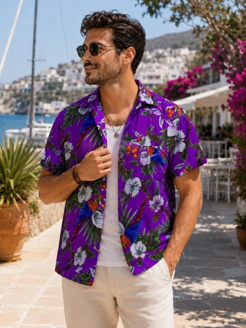 King Kameha Shirt 'Cherryparrot' in Purple