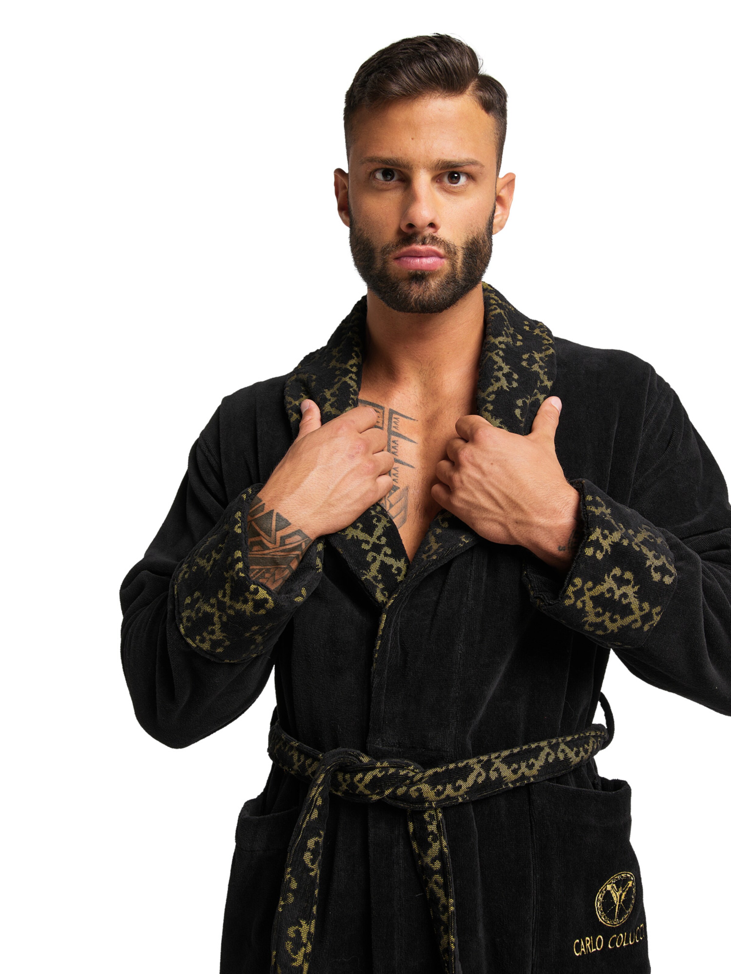 Carlo Colucci Bademantel 'Raffael' in Schwarz