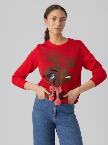 raudona VERO MODA Megztinis 'CUTE DEER'