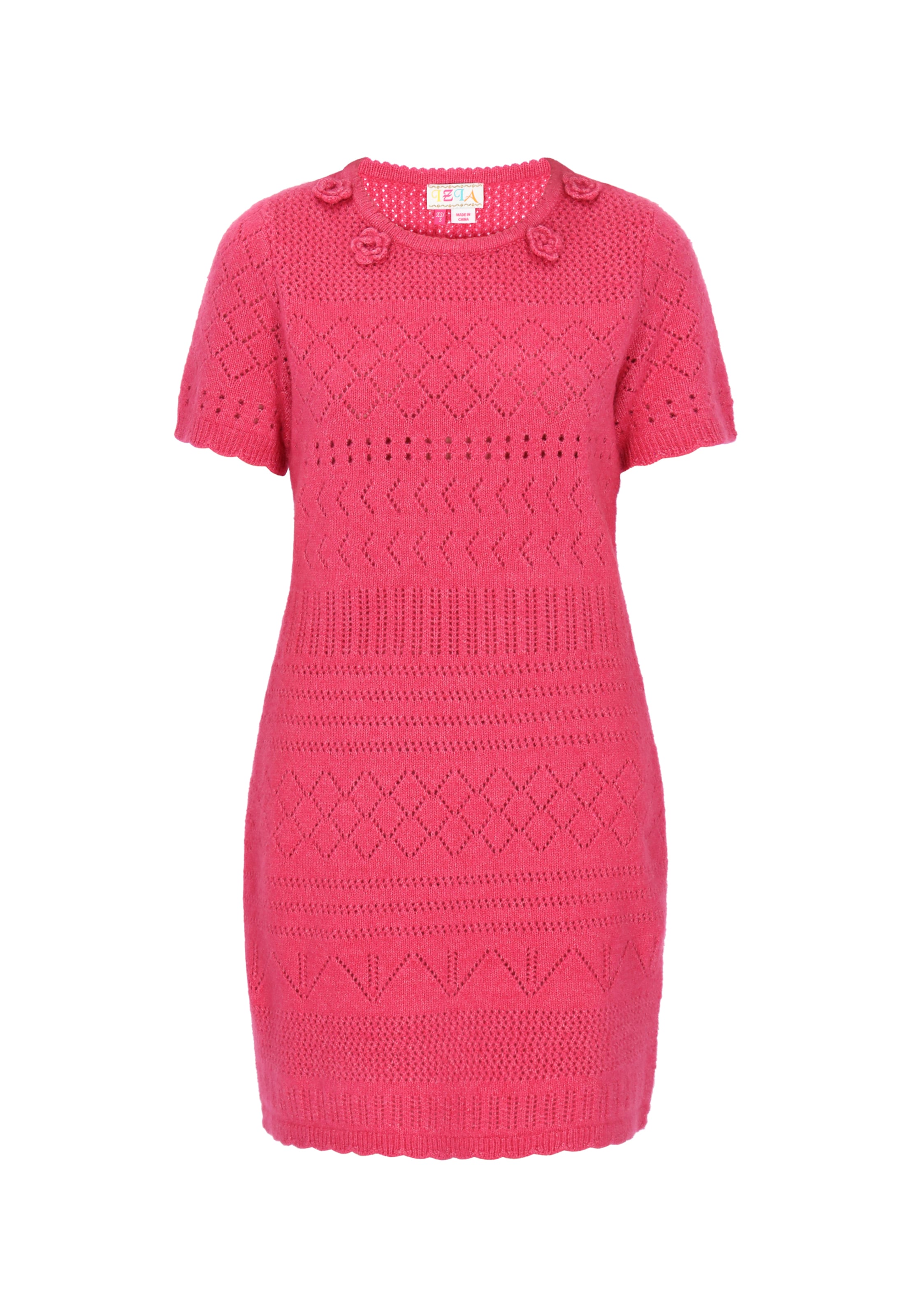 IZIA - Vestido de malha em rosa: frente