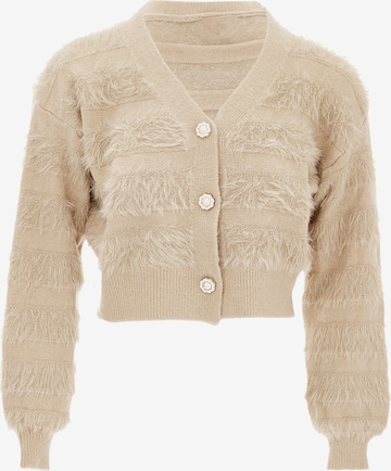 swirly Knit Cardigan in Beige: front