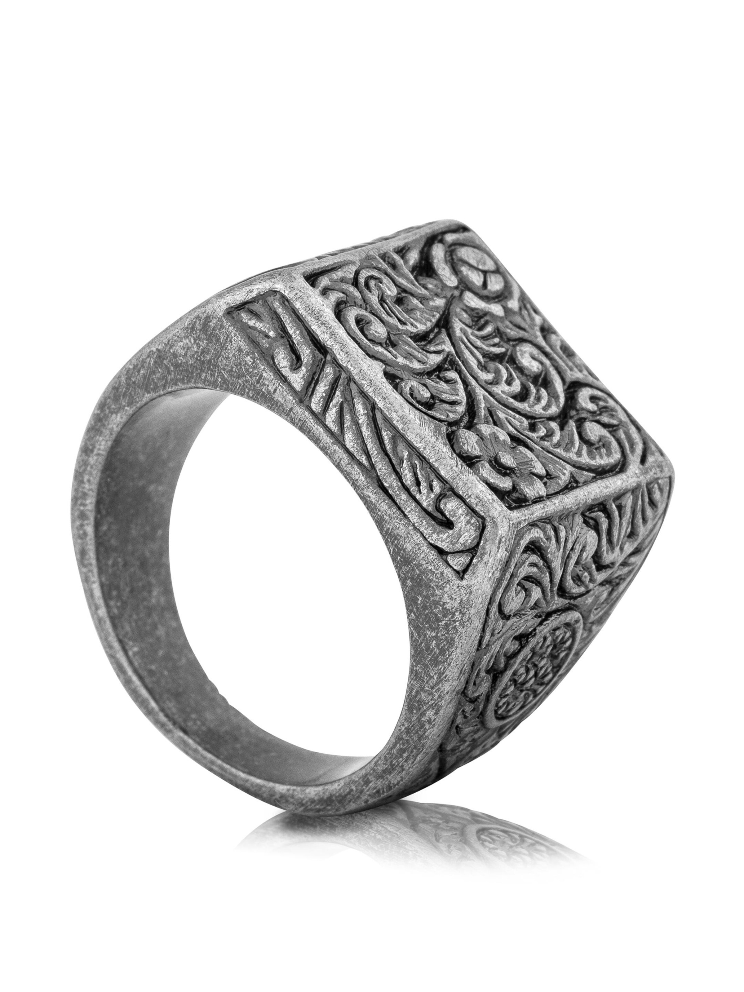 Akitsune Ring 'Floral'‌‌‌‌‌ in Silber: Vorderseite