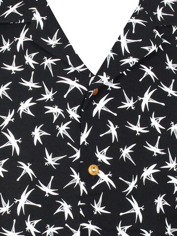 Paradise Found Regular Fit Hemd 'Tom Selleck Dragonfly'‌‌‌‌‌ in Schwarz