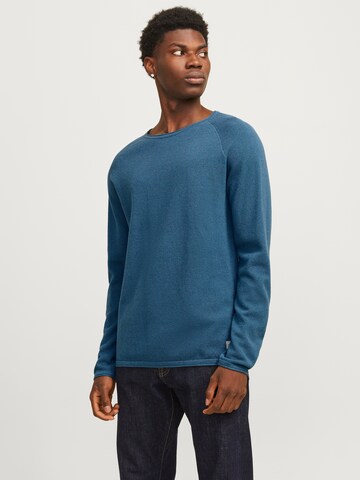 Coupe regular Pull-over 'JJEHill' JACK & JONES en bleu : devant