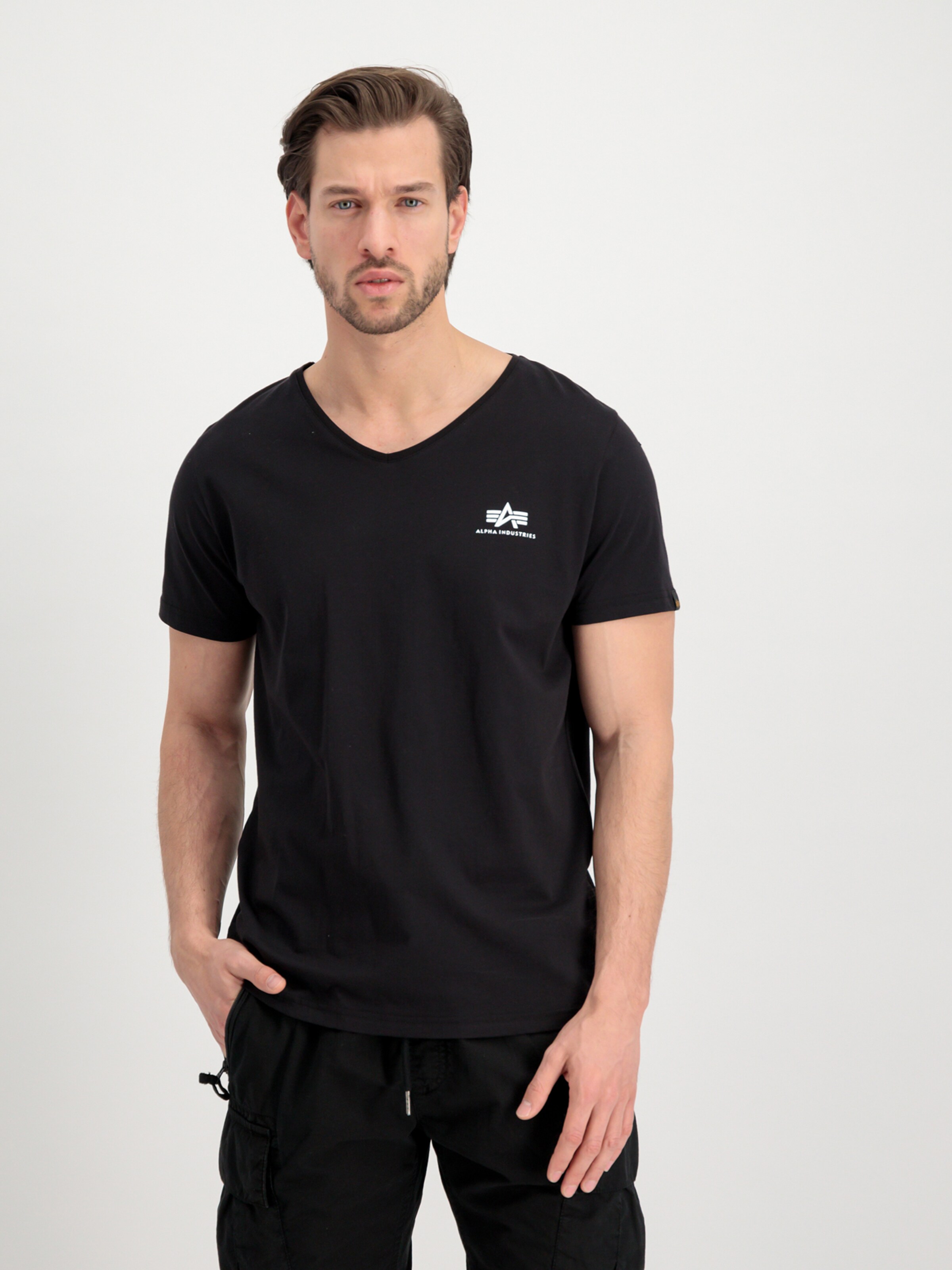 Männer Große Größen ALPHA INDUSTRIES T-Shirt in Schwarz - PV07799