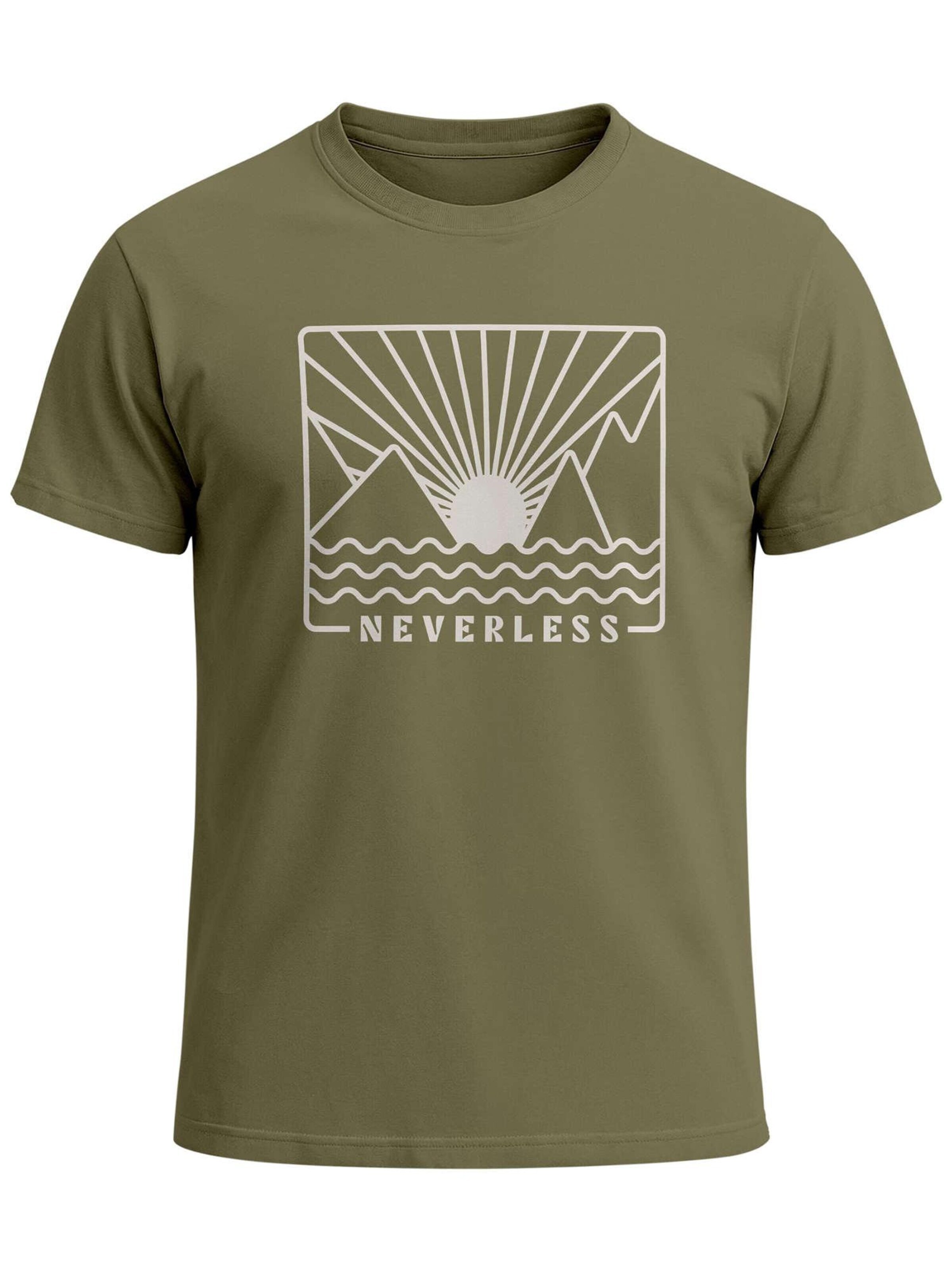 Neverless Shirt 'Sonnenuntergang' in Green