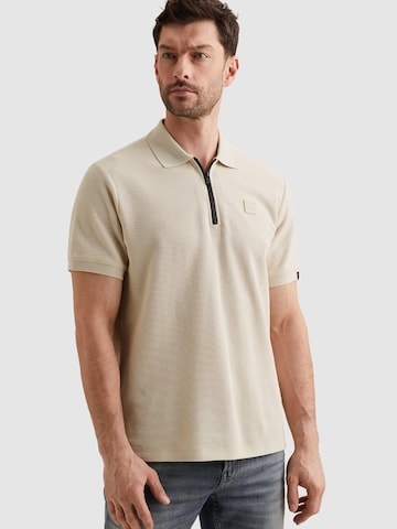 PME Legend Shirt 'Polo shirt with waffle texture and ribbed collar' in Beige: voorkant