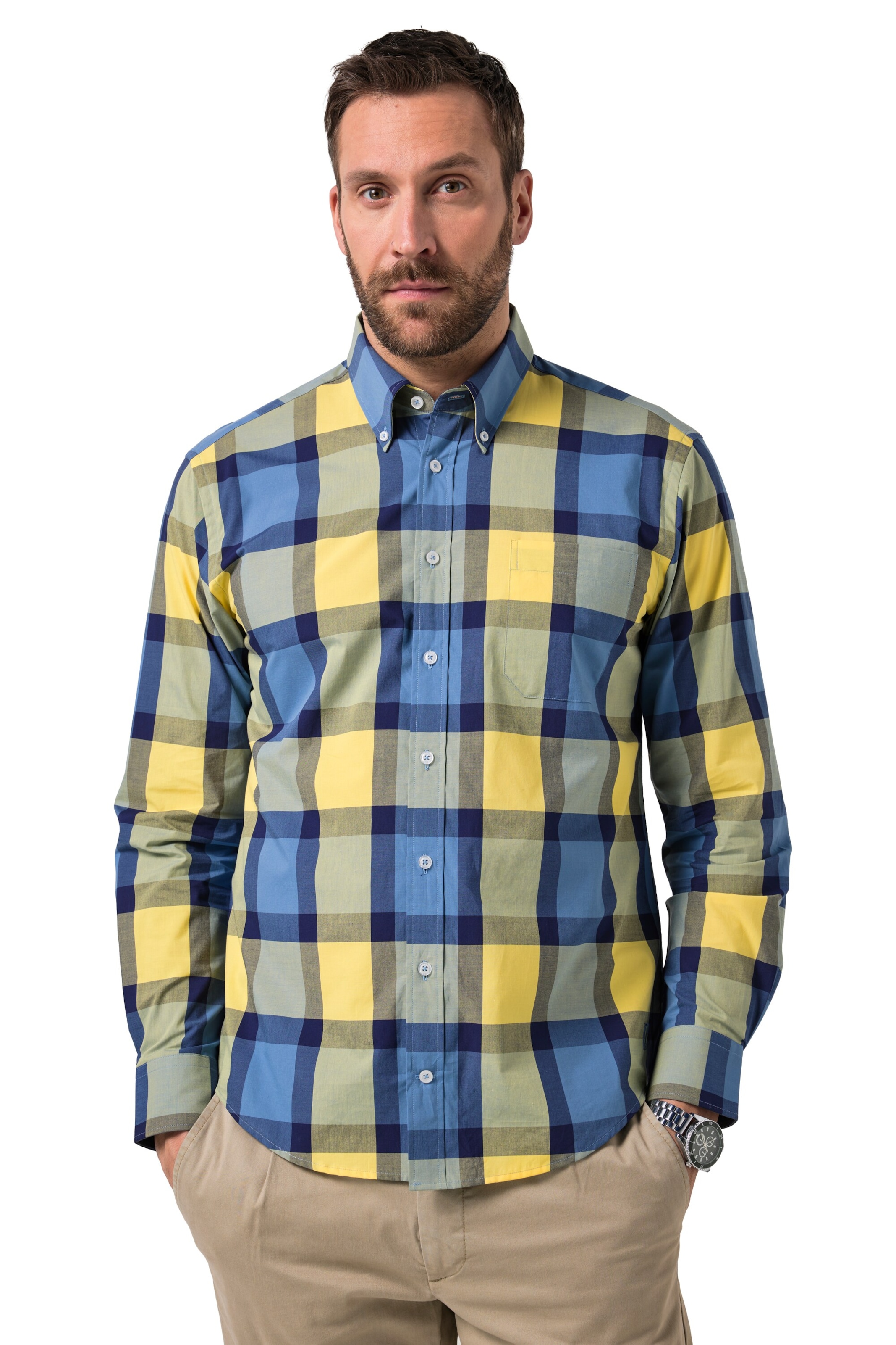 JP1880 Regular Fit Hemd in Blau: Vorderseite