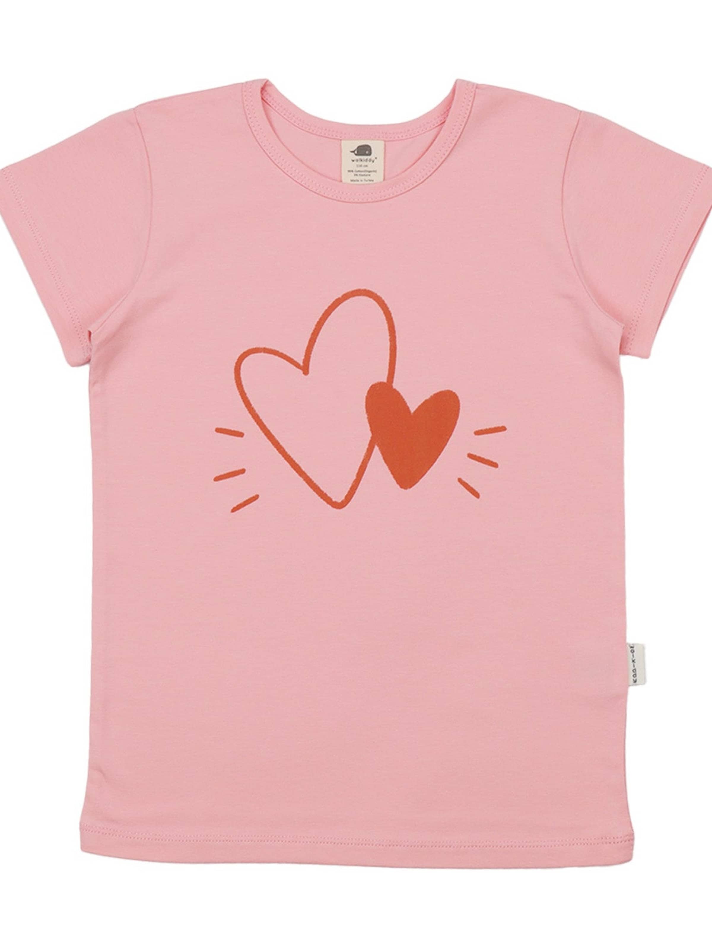 Walkiddy Shirt 'Walkiddy - Little Big Hearts T-Shirt' in Pink: Vorderseite