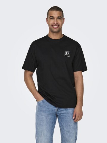 T-Shirt 'KACE' Only & Sons en noir : devant