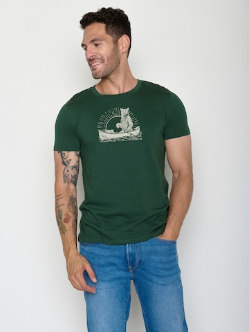 GREENBOMB T-Shirt 'Guide Bear Canoe' in Grün: Vorderseite