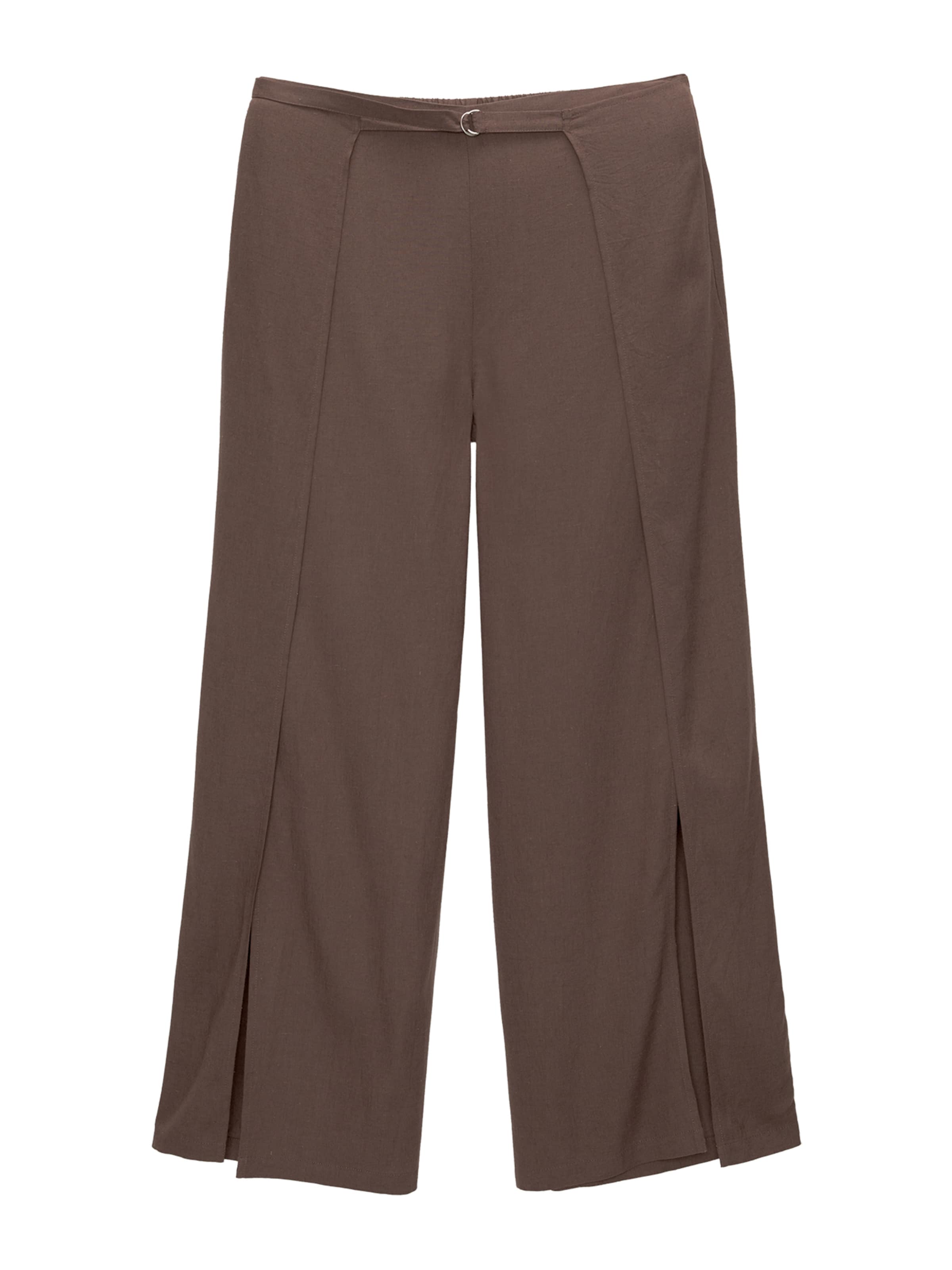 Pull&BearWide Leg/ Široke nogavice Hlače - smeđa boja: prednji dio