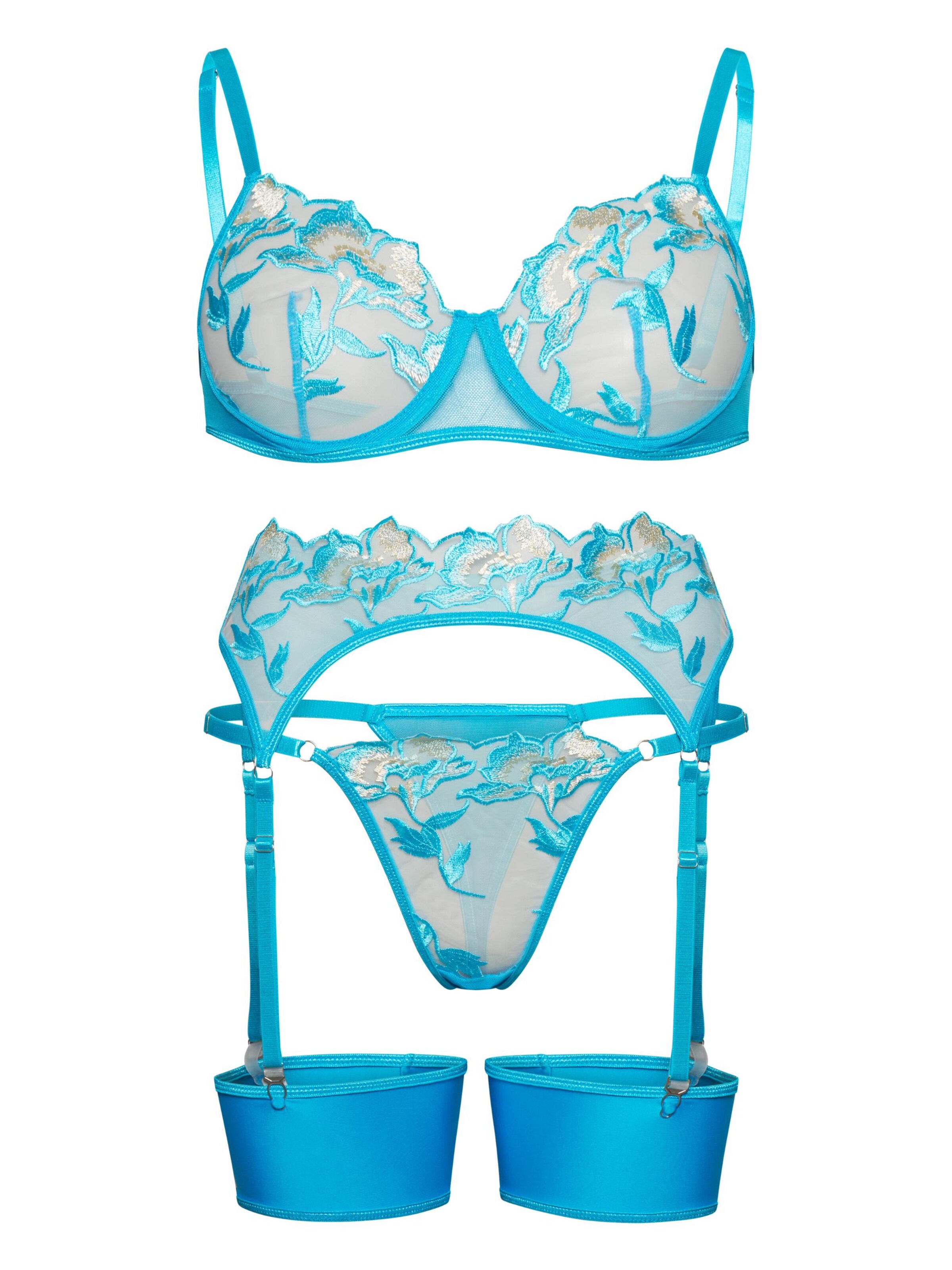 Orchibelle Balconette Underwear Sets 'Ria' in Blue: front