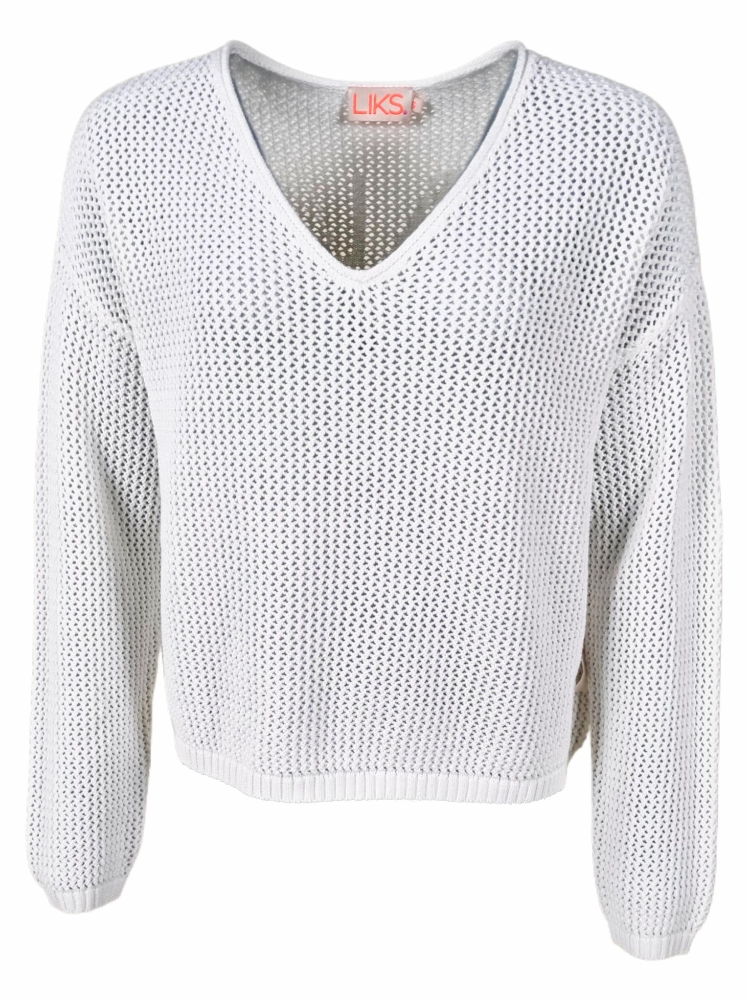 LIKS. Munich Sweater 'Strickpullover aus Baumwolle mit Lochmuster - Alina' in White: front