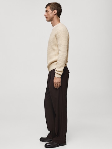 MANGO MAN Loosefit Veckad byxa 'SERGI' i brun