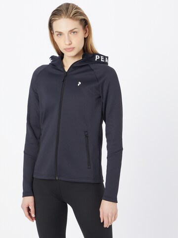 PEAK PERFORMANCE Athletic Zip-Up Hoodie in Black: front