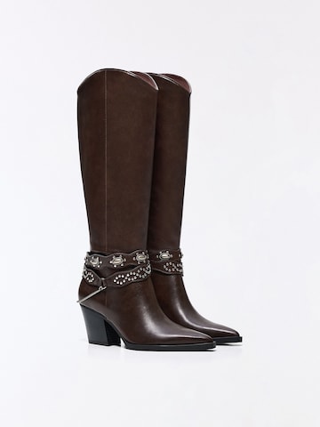 Bershka Buty kowbojskie w kolorze brązowy