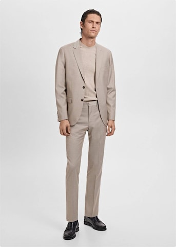 MANGO MAN Slim fit Pleated Pants 'Paris' in Beige