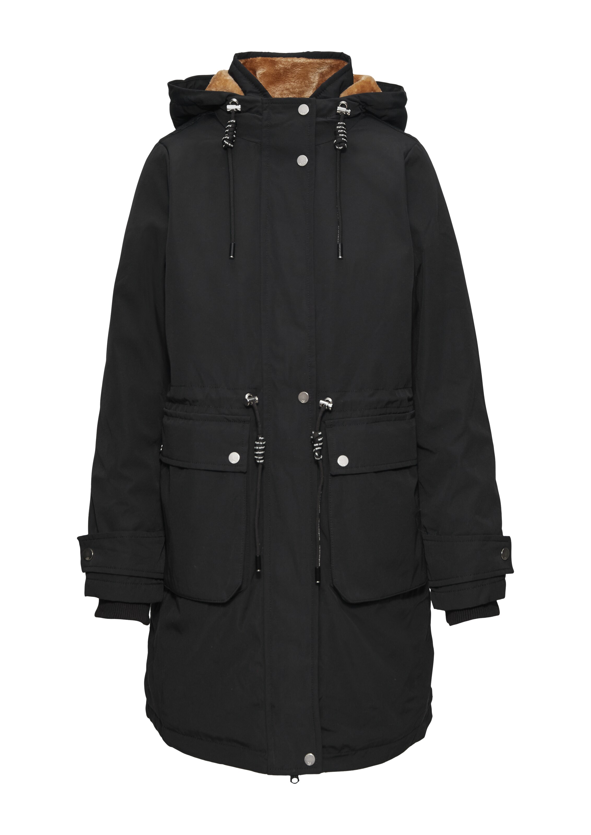 QS Winterparka in Schwarz: Vorderseite