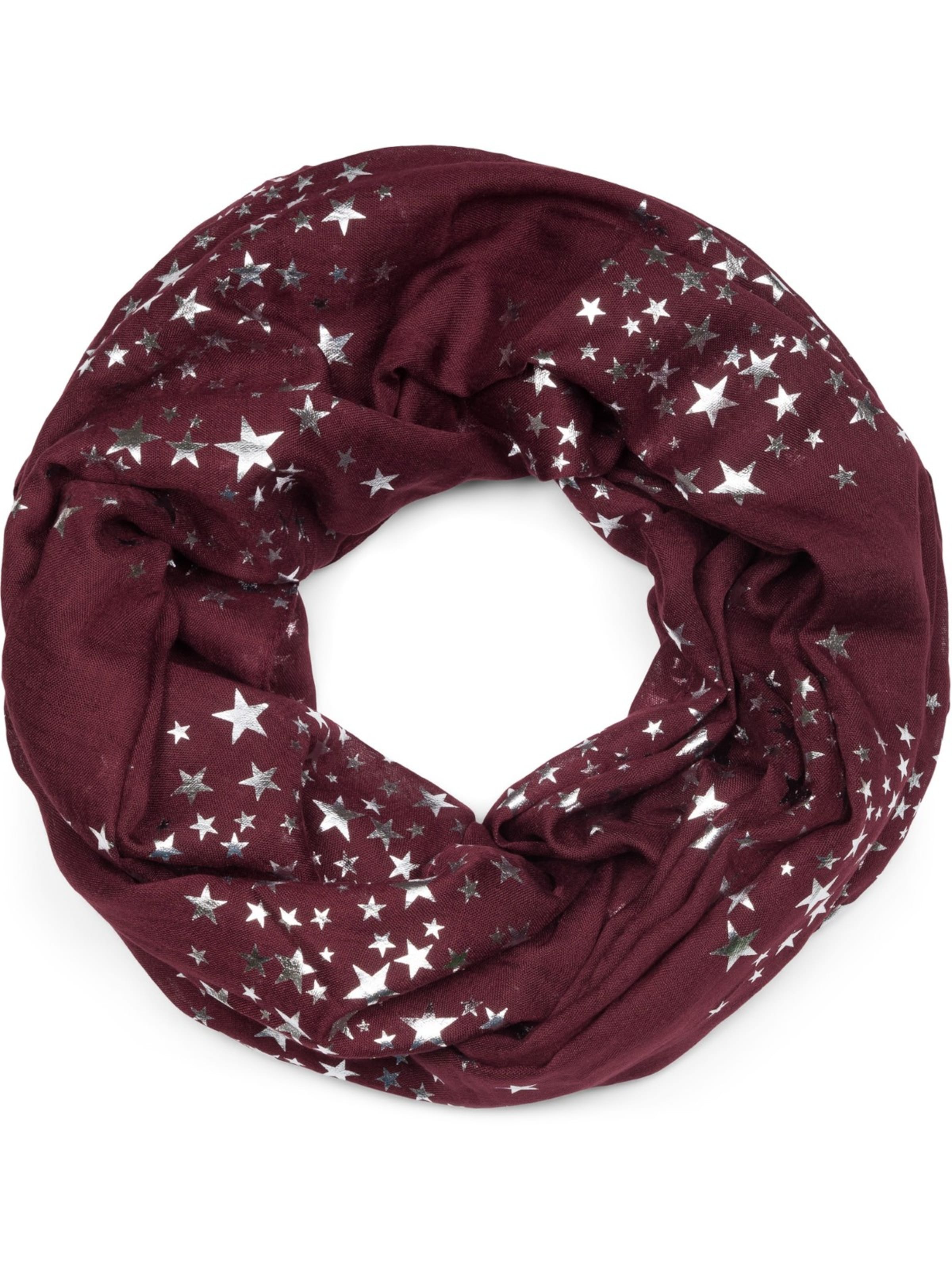 styleBREAKER Loop scarf 'Loop Schal mit Metallic Sterne Print' in Red: front