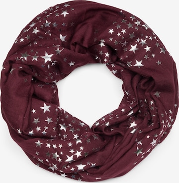 styleBREAKER Schlauchschal 'Loop Schal mit Metallic Sterne Print' in Rot: Vorderseite