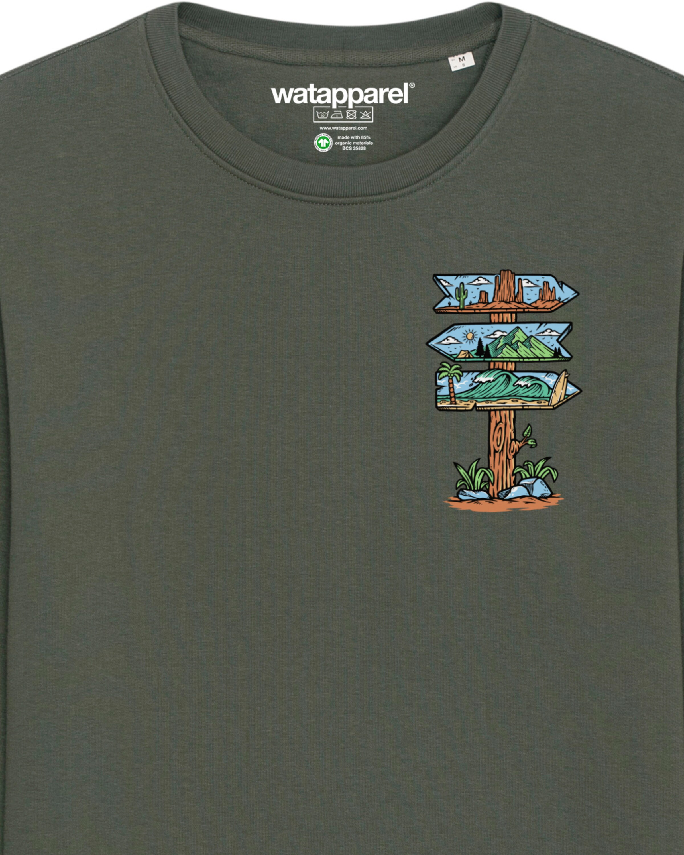 Felpa ' Adventure is everywhere ' di Watapparel in verde