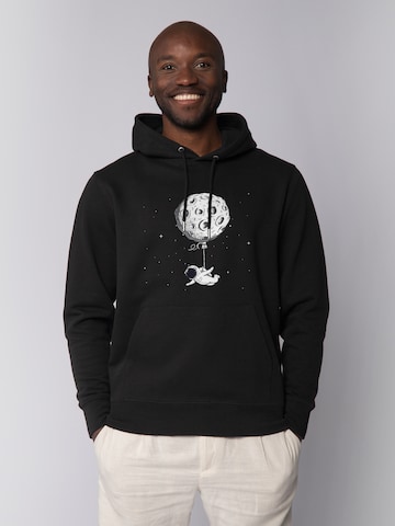 Watapparel Sweatshirt 'Funny Spaceman' in Zwart: voorkant