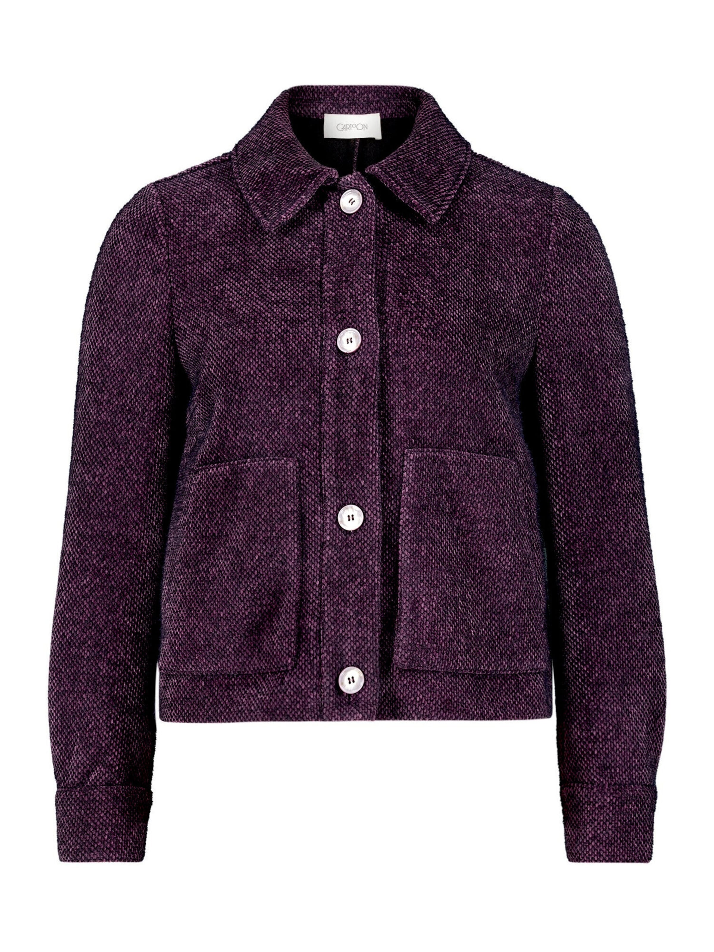 Cartoon Casual-Jacke mit aufgesetzten Taschen in Lila: Vorderseite