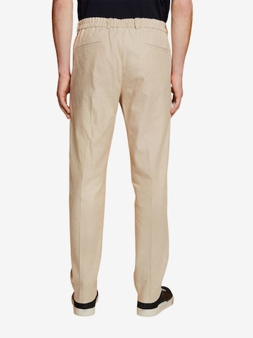 Coupe slim Pantalon à plis ESPRIT en beige