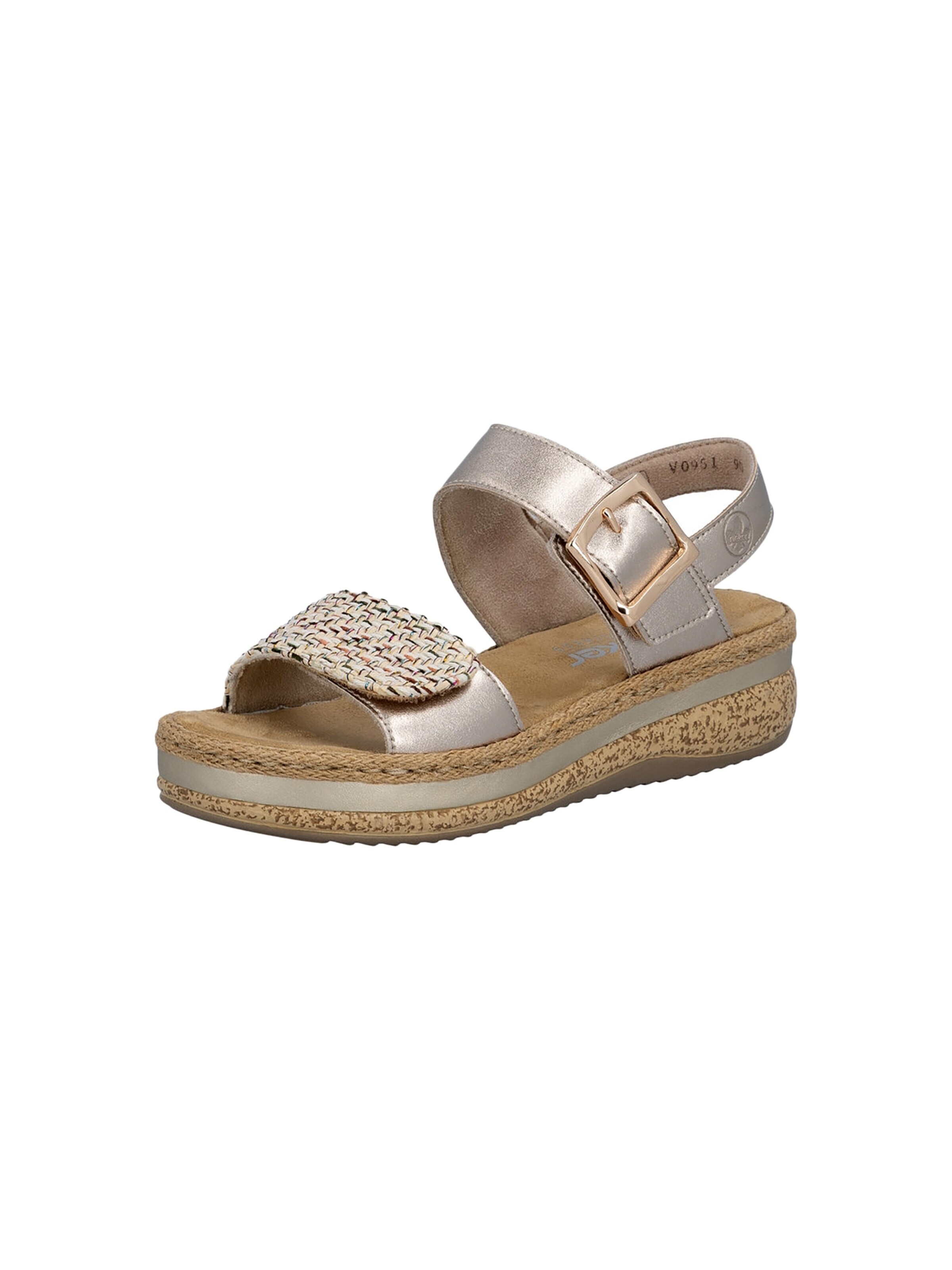 Sandales 'Rimo-Sandalen aus Leder mit Keilabsatz' Rieker en gris
