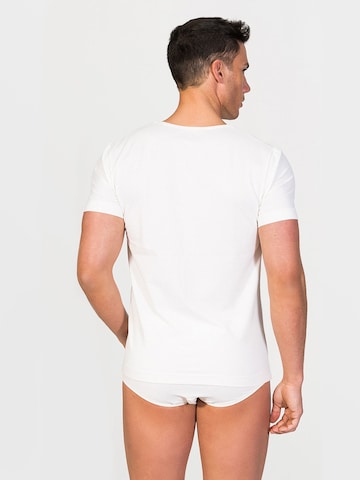 zd ZERO DEFECTS Undershirt 'V-Neck T-shirt Soya Yarn' in White