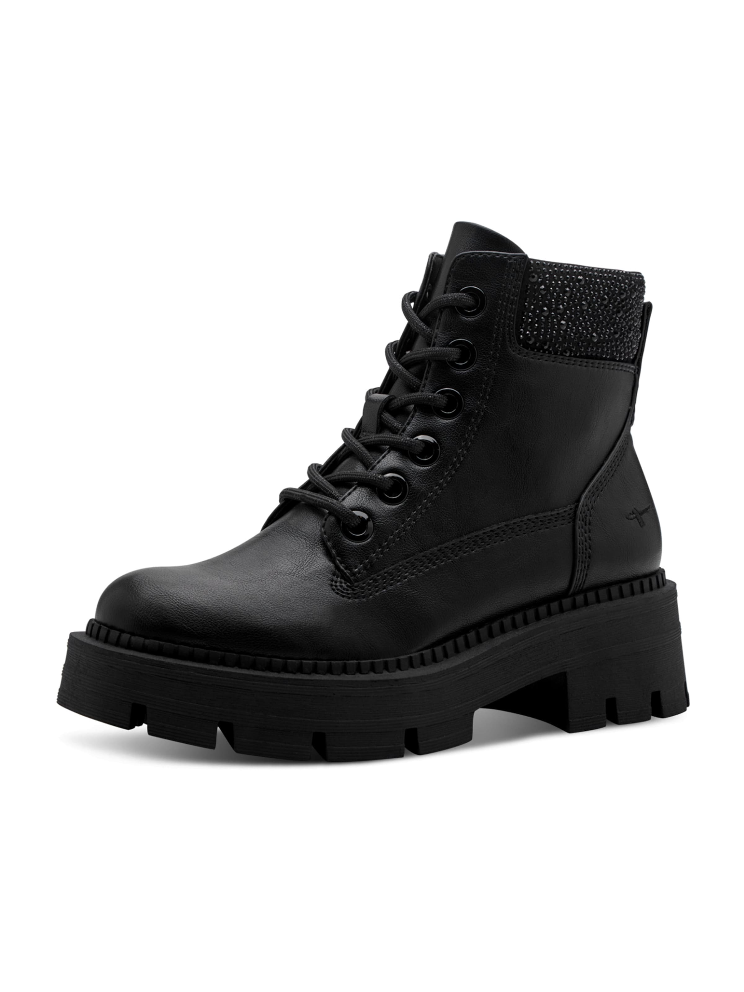Tamaris Lace-Up Ankle Boots in Black: front