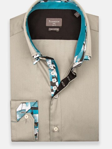 Slim fit Camicia 'Marco Polo Iconic Satin Man Shirt White' di 7Camicie in grigio: frontale