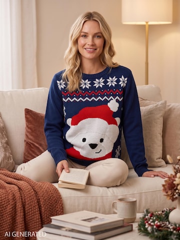United Labels Pullover 'Weihnachtspullover Eisbär'‌‌‌‌‌‌‌‌‌ in Blau