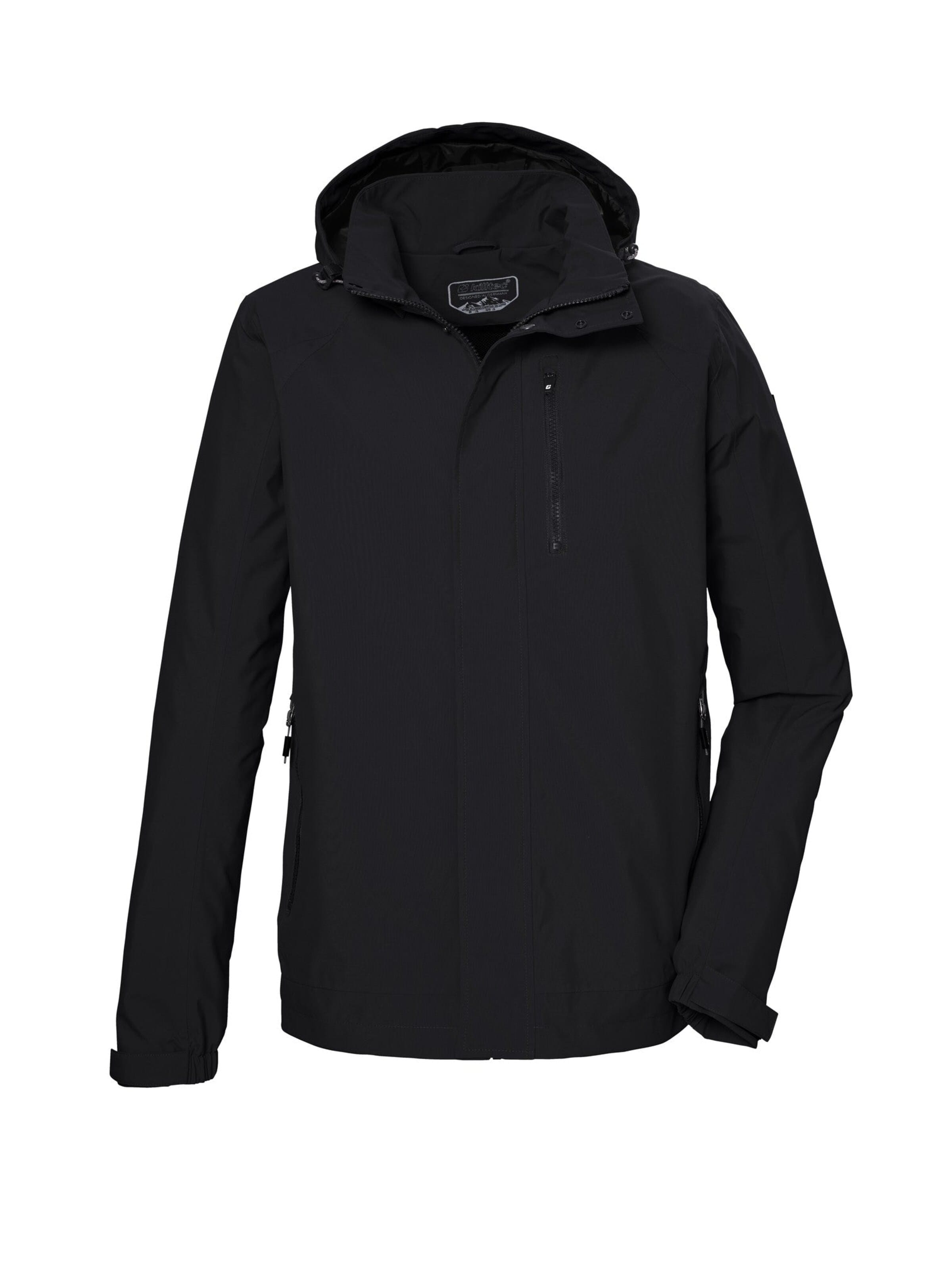 KILLTEC Kurtka outdoor 'Funktionsjacke KOS 52 Herren Outdoorjacke Regenjacke Kapuze' w kolorze czarny: przód