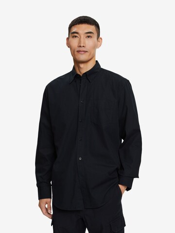 ESPRIT Regular fit Button Up Shirt in Black: front