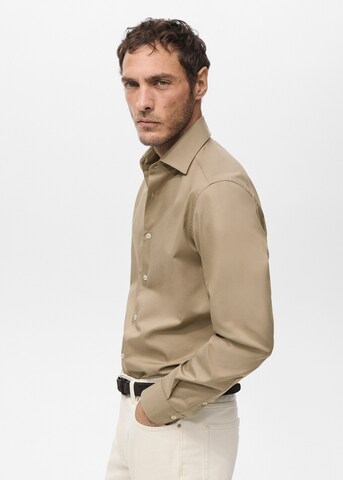 MANGO MAN Slim fit Button Up Shirt 'Bilbao1' in Brown