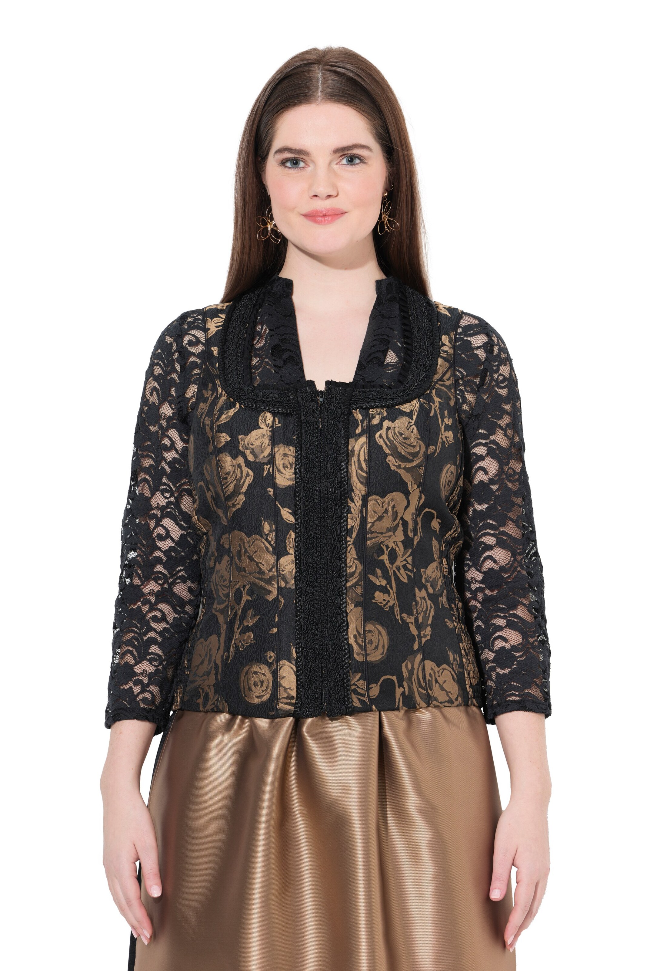 Ulla Popken Trachtenbluse in Braun: Vorderseite