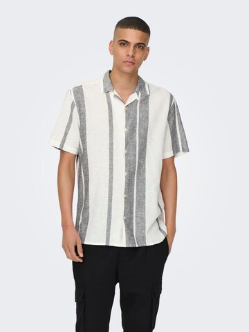 Only & Sons - Regular Fit Camisa 'Caiden' em branco: frente