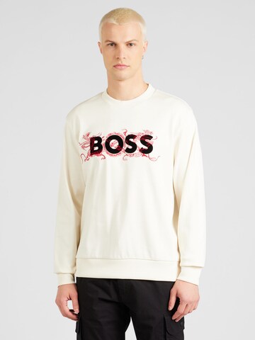 Sweat-shirt 'Soleri119' BOSS en blanc : devant