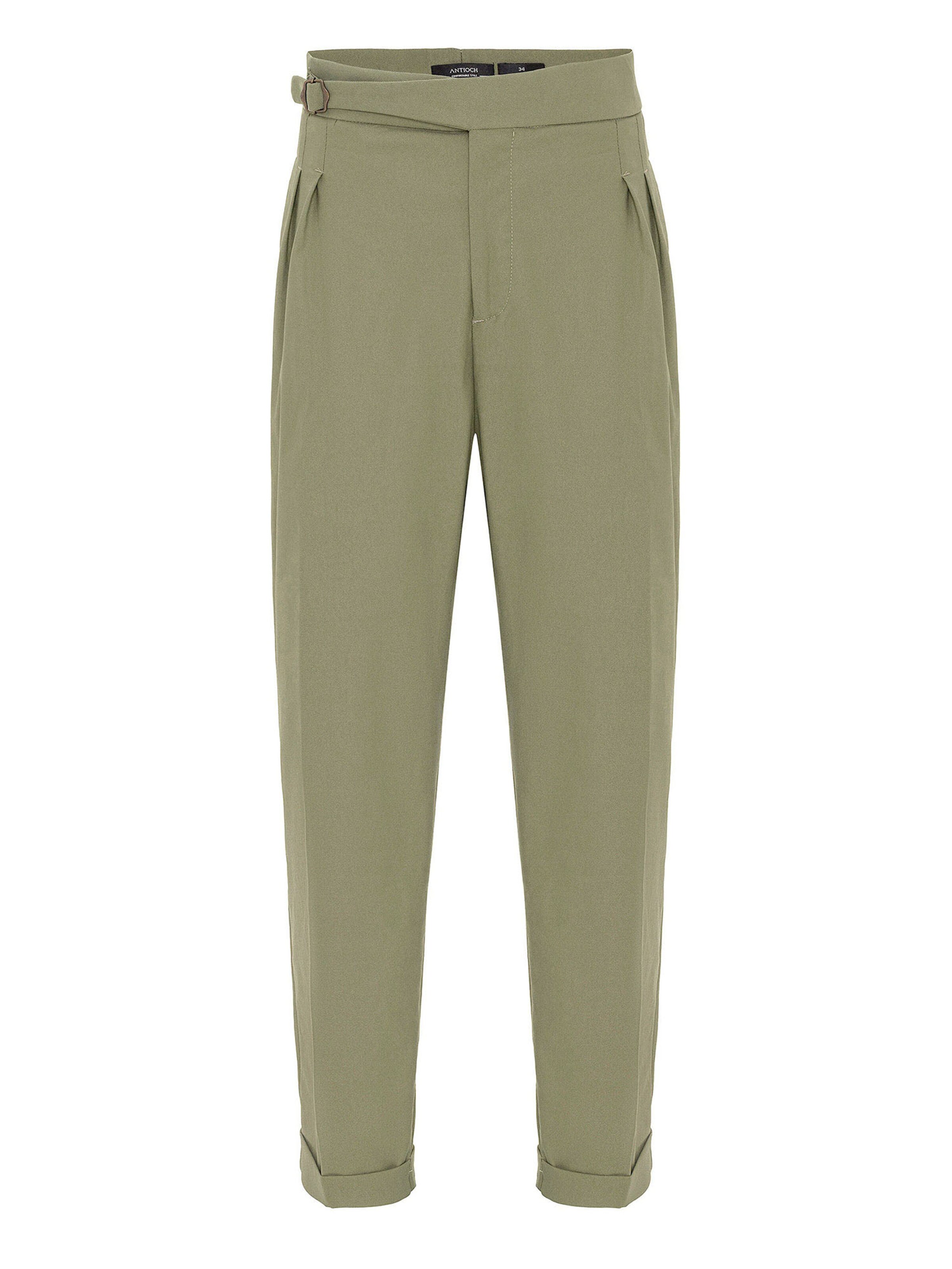 Antioch Свободный крой Брюки со складками в Зеленый: спереди