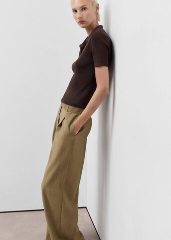 MANGO Wide leg Pleat-Front Pants 'Lirica' in Green
