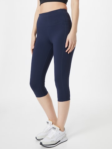 SKECHERS Skinny Workout Pants in Blue: front