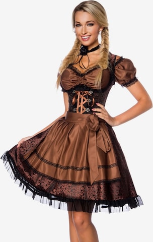 Dirndline Dirndl '3-tlg. Jacquard-Trachten-Set' in Brown: front