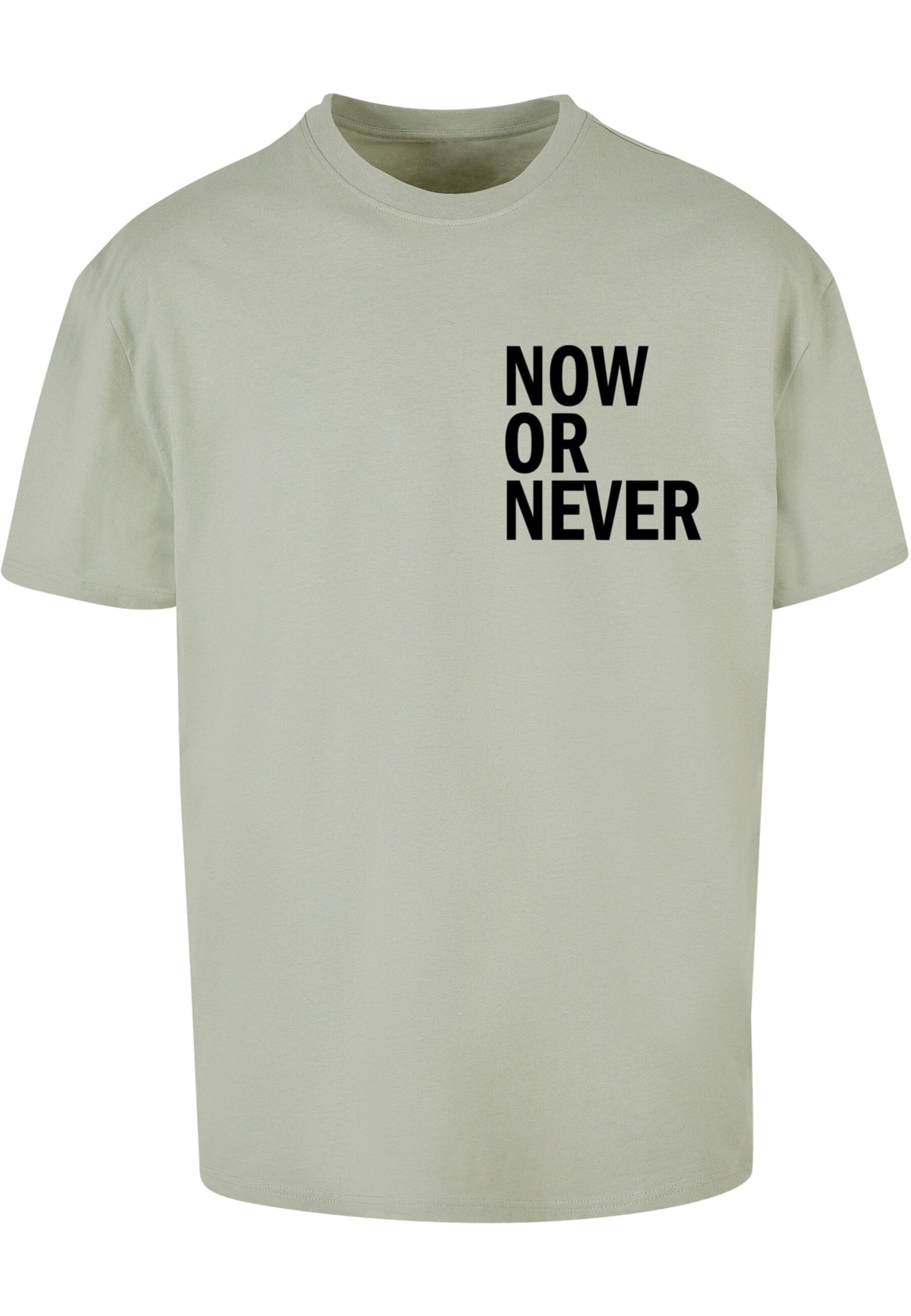 Merchcode Shirt 'Now Or Never' in Groen: voorkant
