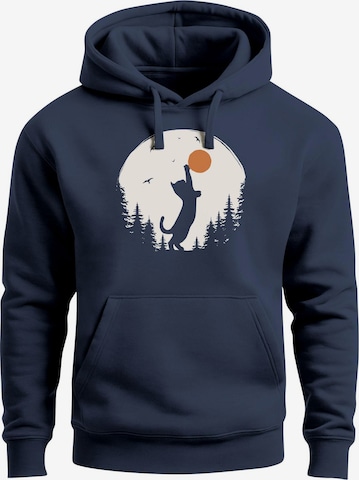 Neverless Sweatshirt 'Wald Katze' in Blau: Vorderseite