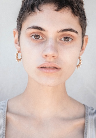 Boucles d'oreilles 'Sun of Pearls' Haze&Glory en or : devant