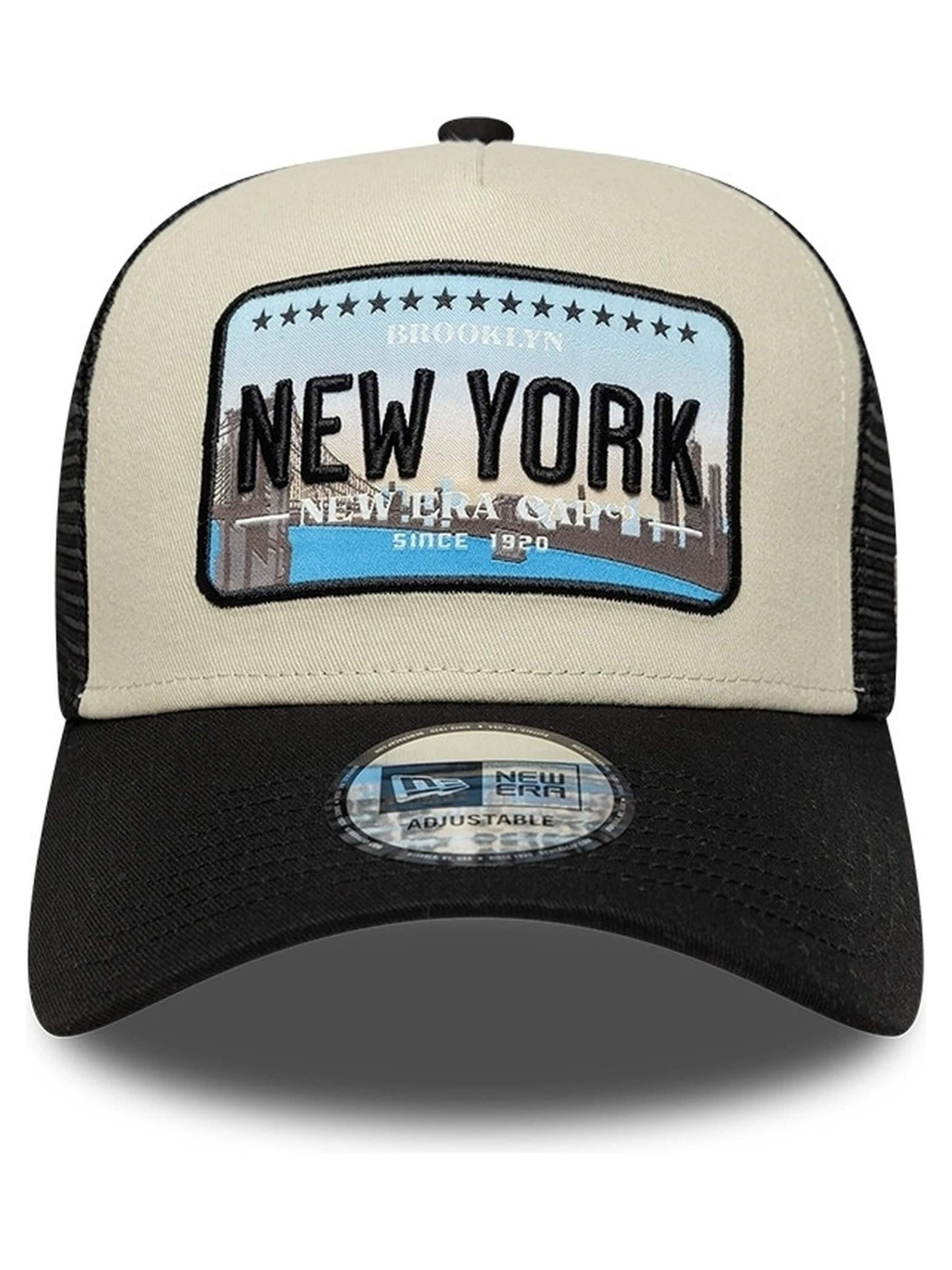 NEW ERA - Boné 'Gorra new era negra new york license plate trucker cap' em preto: frente