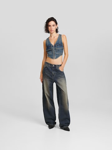 Wide Leg Jean Bershka en bleu