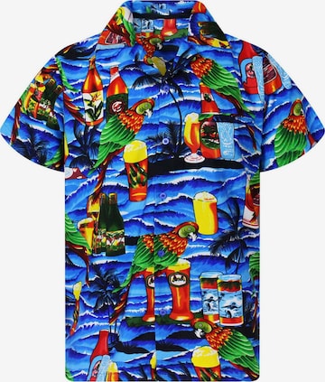 King Kameha Shirt 'Parrot Beer' in Blau: Vorderseite